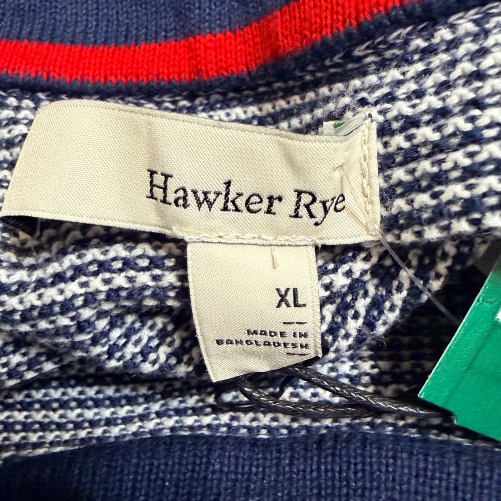Hawker Rye Mens XL Navy White Textured Crewneck Cotton Sweater MGF-MGS-10253 - Picture 5 of 7